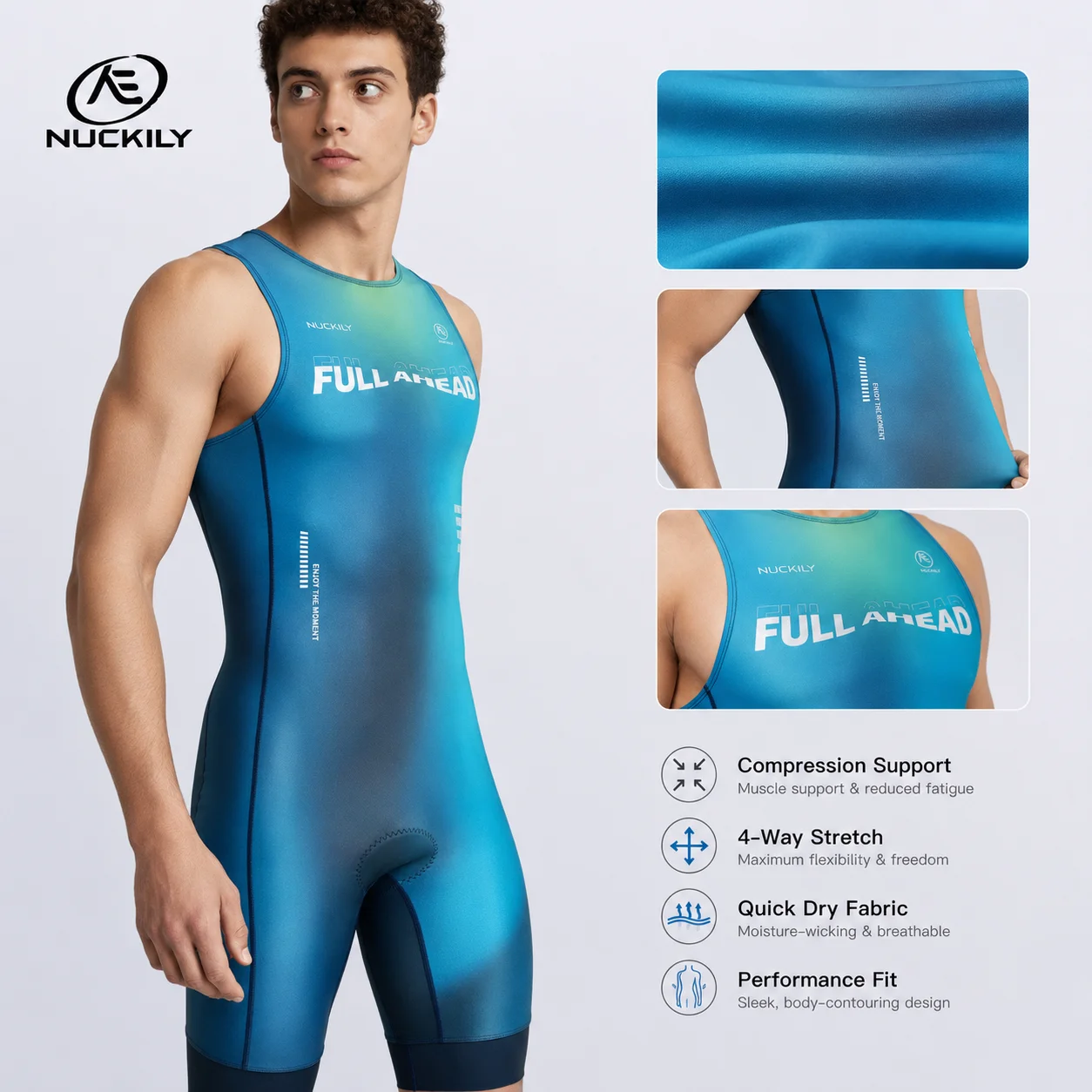 NUCKILY Triathlon Suit Sleevel - Running Gear Quick Dry ulasan dan harga