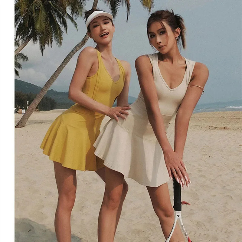 Tennis Dress Female Sleeveless - Head Gear Running ulasan dan harga
