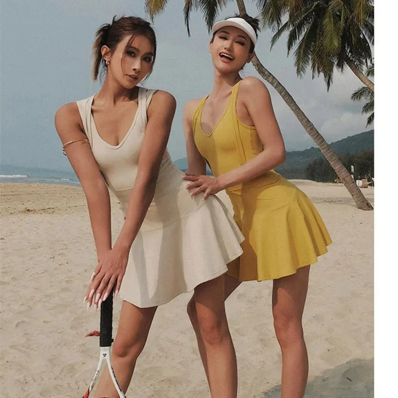Tennis Dress Female Sleeveless - Head Gear Running ulasan dan harga