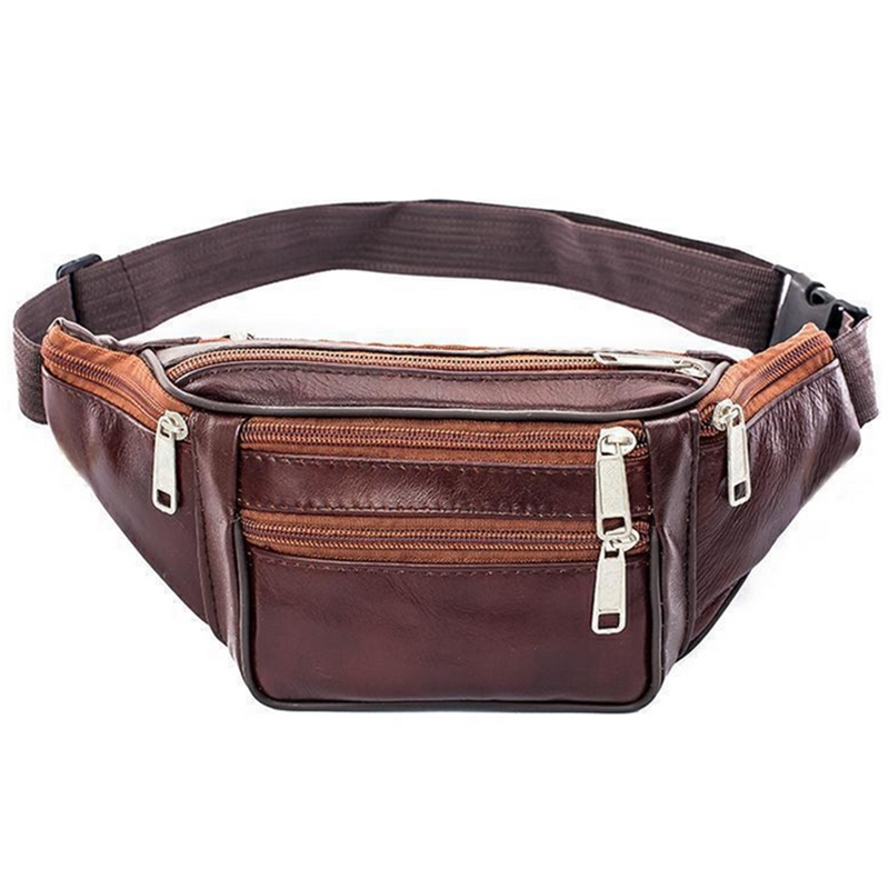 Leather Men Waist Chest Bag Th - Running Belt Waist ulasan dan harga